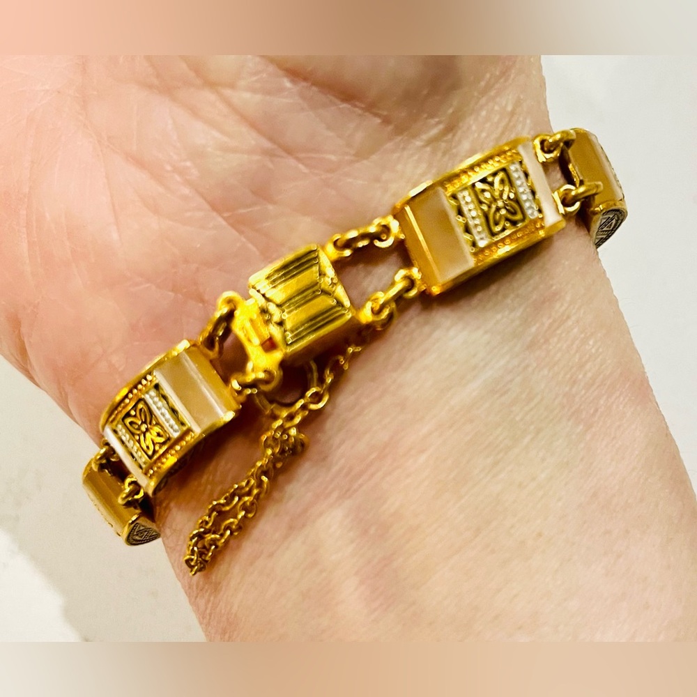 Rare vintage Damascene link bracelet featuring an Arabesque design, EUC - Picture 6 of 10